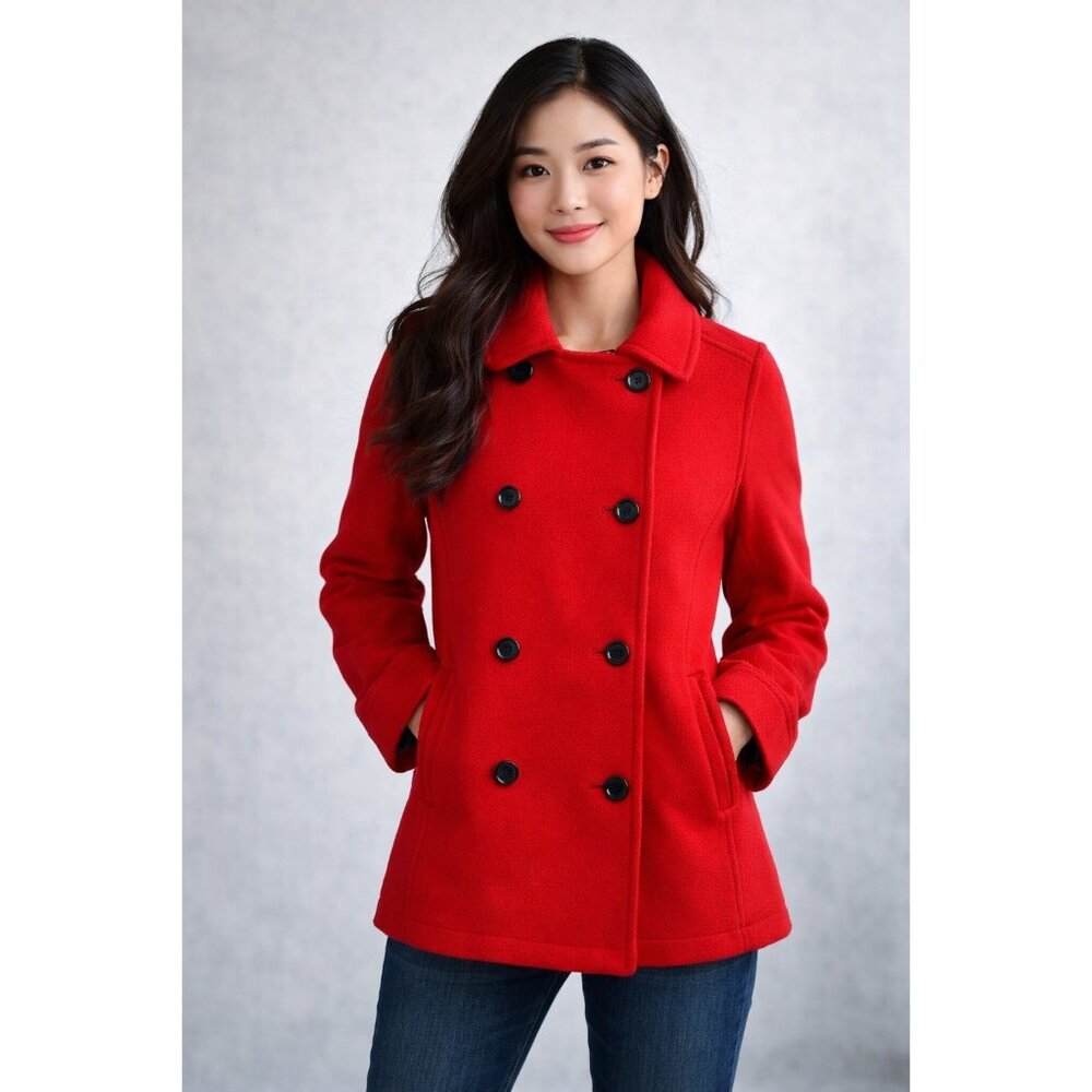 L.L. Bean Classic Red Peacoat Size XS Winter Coat